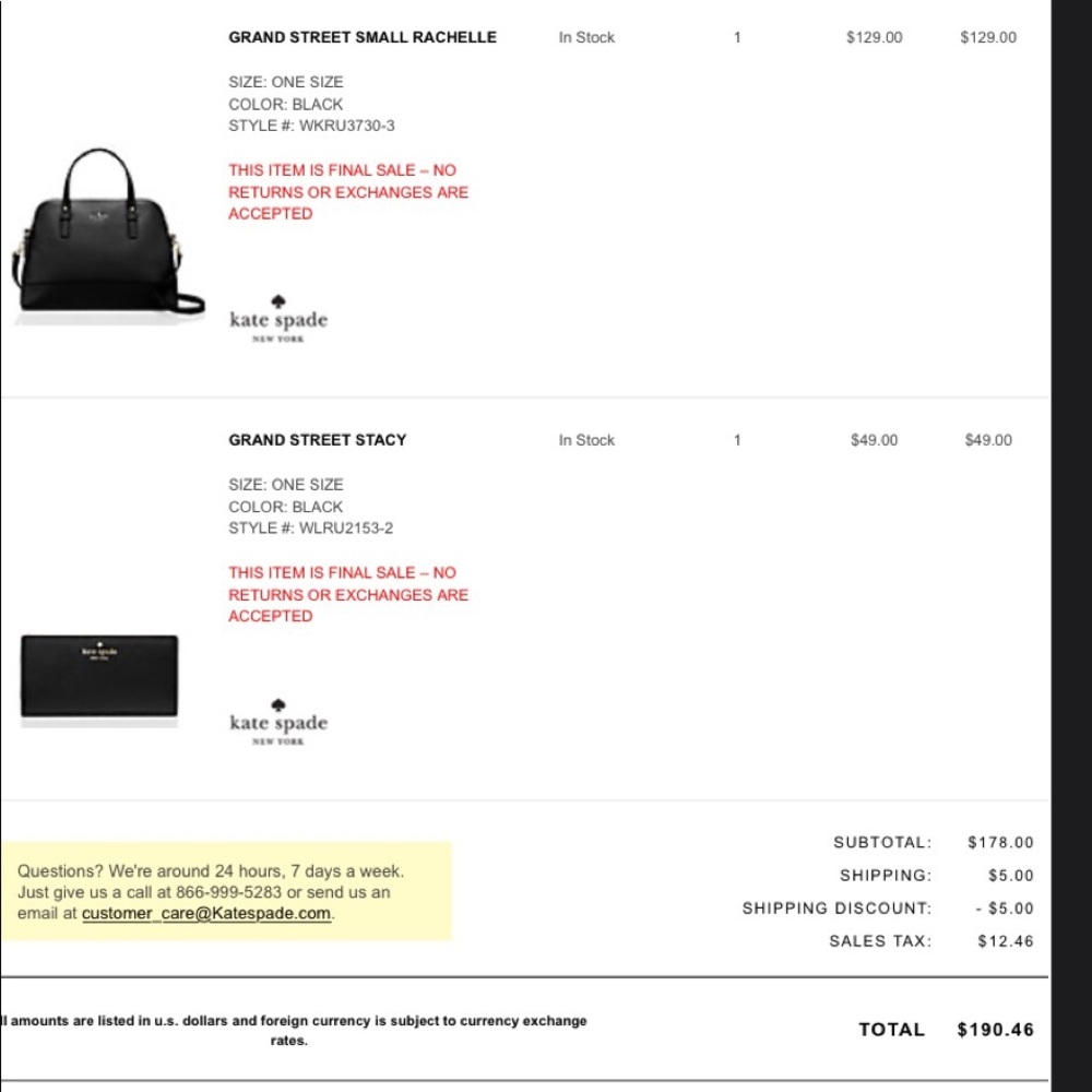kate spade Grand Street Small Rachelle purse Black - Picture 7 of 8